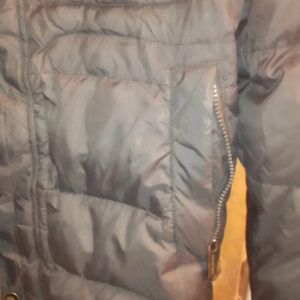 Michael Kors Black Puffer Quilted Down Hooded Snap Button Zip Up Jacket‎ Small